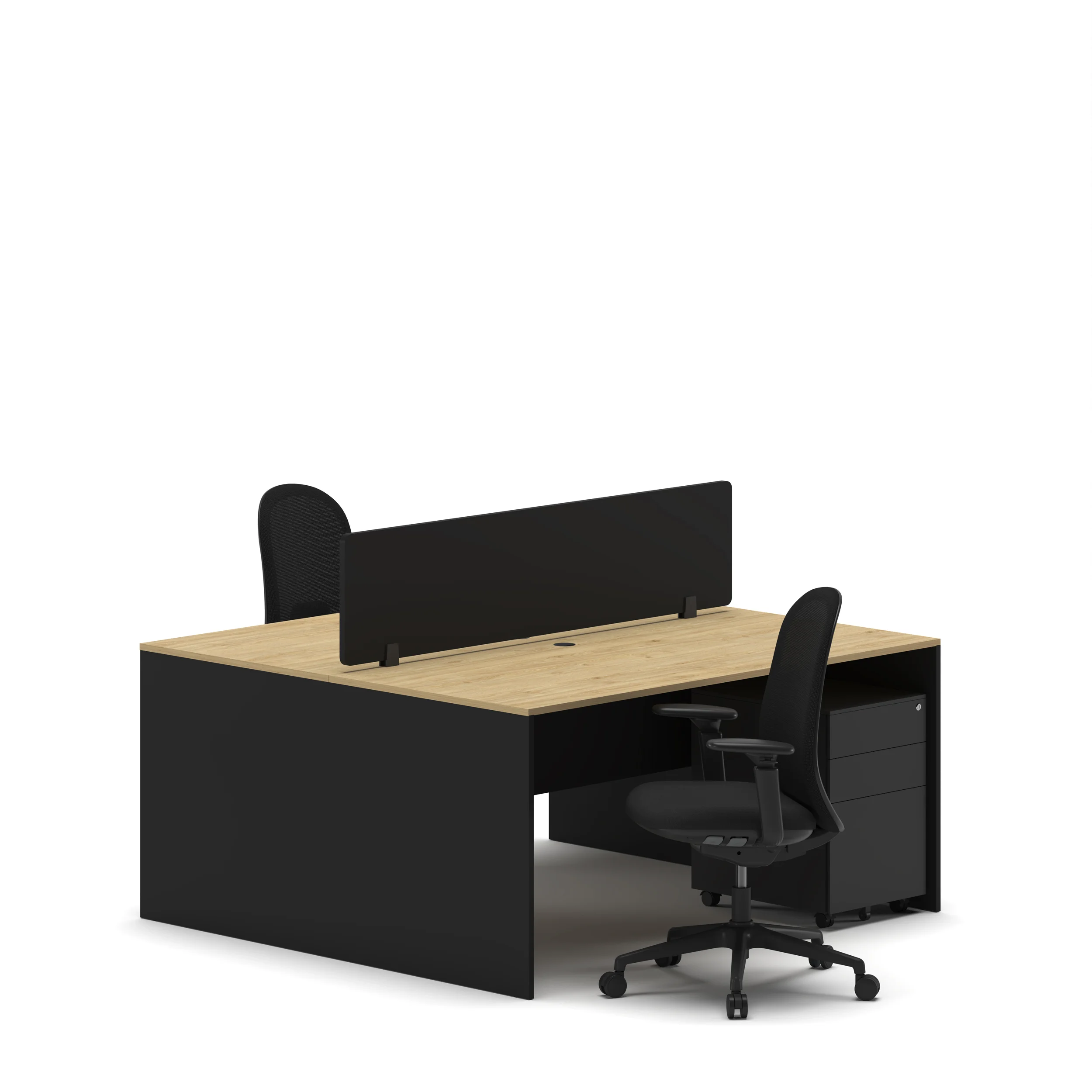 Slate 2 Person F2F Compact Workstation Black Oak2