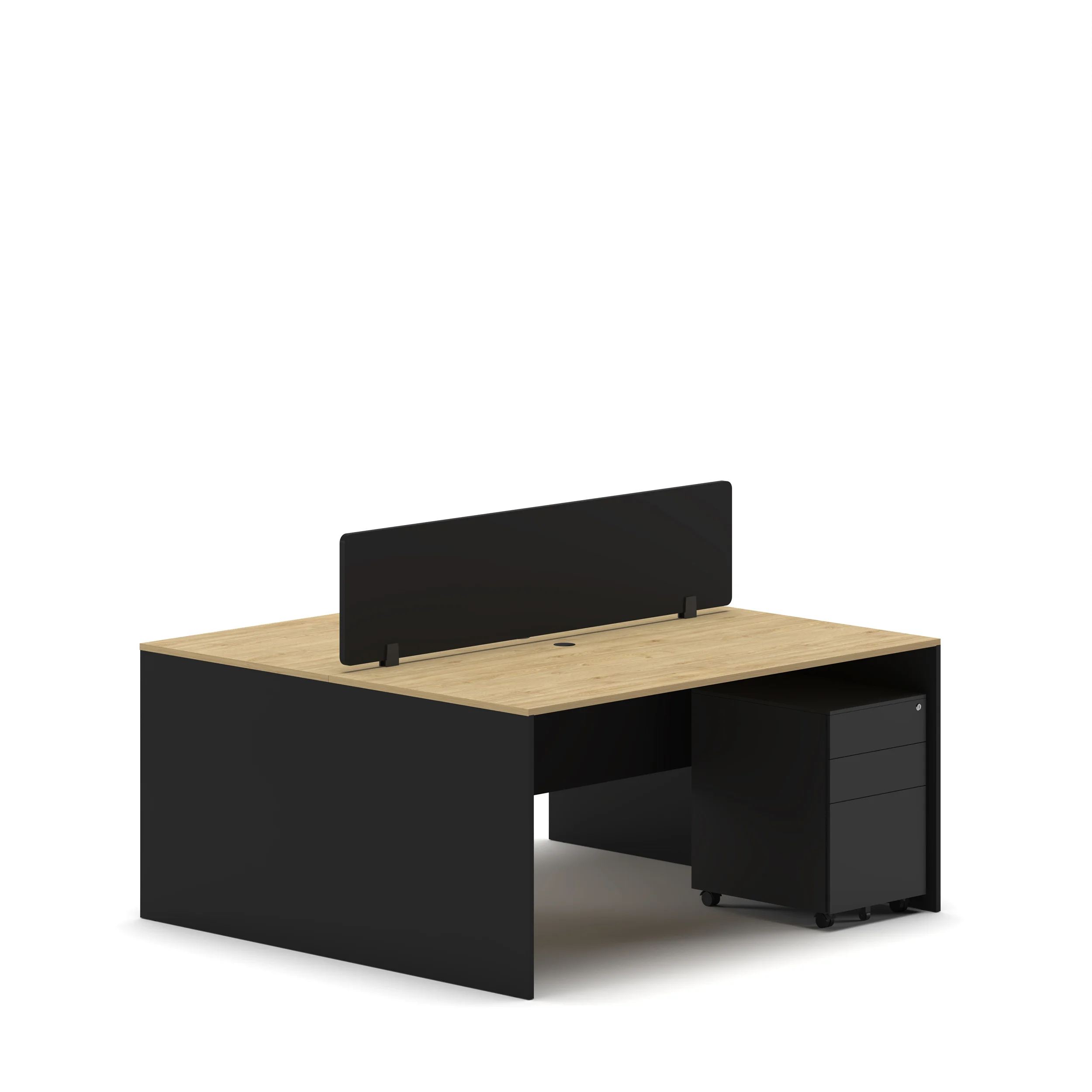 Slate 2 Person F2F Compact Workstation Black Oak2
