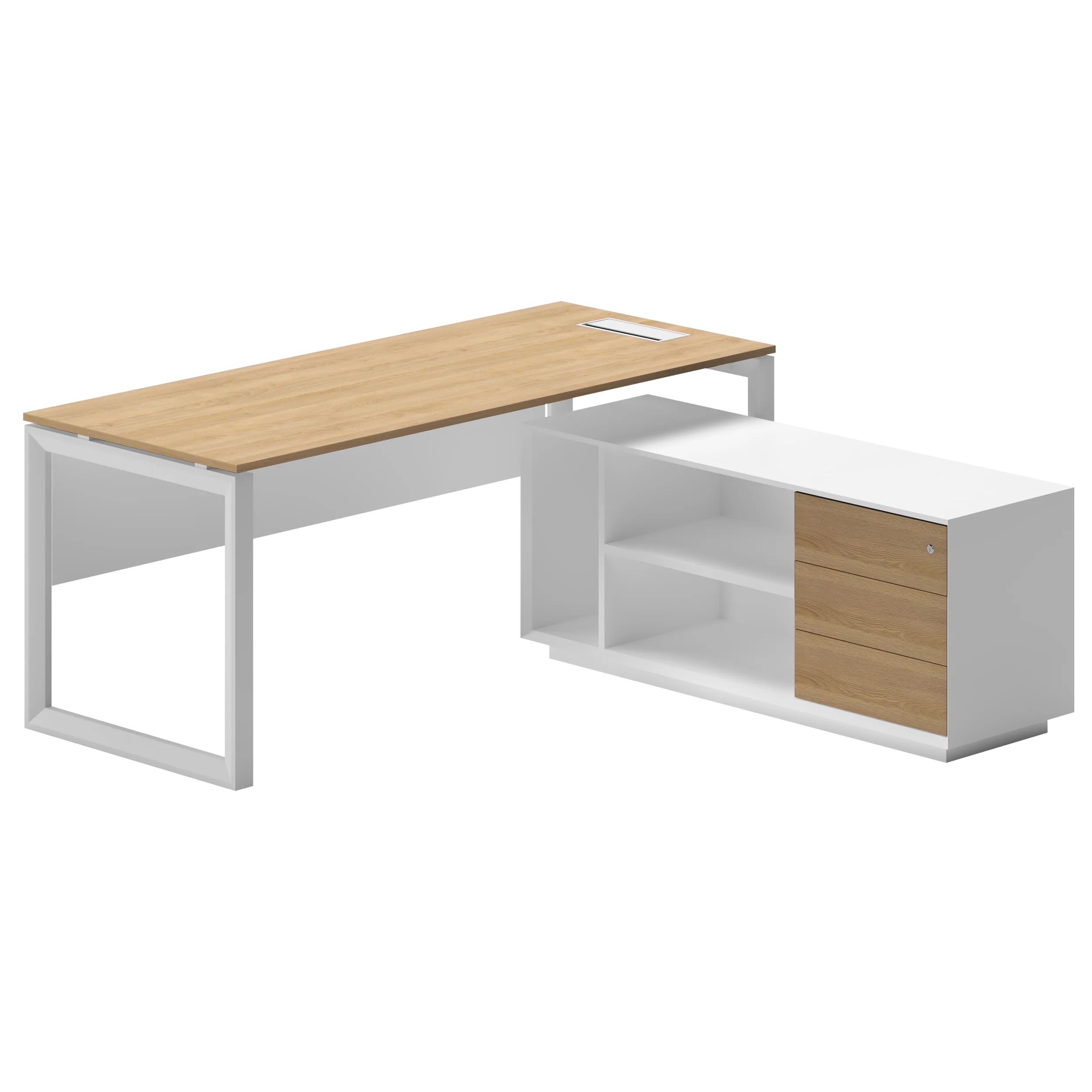WorkHub Executive Oak Top White 1